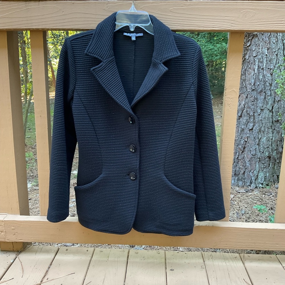 Elliott Lauren Black Ribbed Knit Blazer Size 10